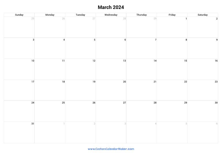 March calendar 2024 with US Federal Holidays